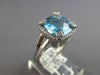 4.66CT DIAMOND & AAA BLUE TOPAZ 14KT WHITE GOLD CUSHION & ROUND ENGAGEMENT RING