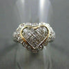 ESTATE LARGE 1.0CT DIAMOND 14K WHITE & YELLOW GOLD HEART FUN RING STUNNING 22372