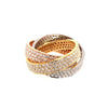 LARGE 1.87CT DIAMOND 18KT TRI COLOR GOLD MULTI ROW TRINITY ANNIVERSARY RING