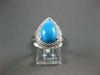 ESTATE LARGE 3.87CT DIAMOND & AAA TURQUOISE 14KT WHITE GOLD PEAR SHAPE HALO RING