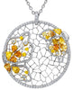 LARGE 5.59CT WHITE & FANCY YELLOW DIAMOND 18KT WHITE GOLD 3D CIRCULAR PENDANT
