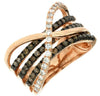 WIDE 1.0CT WHITE & MOCHA DIAMOND 14KT BLACK & ROSE GOLD MULTI ROW INFINITY RING