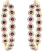 2.02CT DIAMOND & AAA RUBY 14KT YELLOW GOLD 3D MULTI FLOWER HOOP HANGING EARRINGS