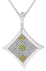 .42CT WHITE & FANCY YELLOW DIAMOND 14KT WHITE GOLD GEOMETRICAL FLOATING PENDANT