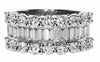LARGE 3.45CT DIAMOND 18KT YELLOW GOLD 3D ROUND & BAGUETTE 3 ROW ANNIVERSARY RING