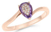 .66CT DIAMOND & AAA AMETHYST 14KT ROSE GOLD CLUSTER ETOILE PEAR SHAPE LOVE RING