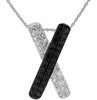 ESTATE .37CT WHITE & BLACK DIAMOND 14KT WHITE GOLD 3D MULTI ROW X LOVE PENDANT