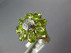 ESTATE WIDE 3.90CT DIAMOND & AAA PERIDOT 14KT TWO TONE GOLD 3D FLOWER FUN RING