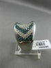 ESTATE WIDE 2.86CT WHITE & BLUE DIAMOND 14KT WHITE GOLD 3D CONCAVE COCKTAIL RING