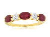 2.09CT DIAMOND & AAA RUBY 14KT YELLOW GOLD OVAL & ROUND 5 STONE ANNIVERSARY RING