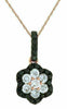 ESTATE .53CT WHITE & BLACK DIAMOND 14KT ROSE GOLD CLUSTER FLOWER CLASSIC PENDANT