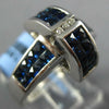 WIDE 3.47CT DIAMOND &AAA SAPPHIRE 18K WHITE GOLD PRINCESS & ROUND PLUS SIGN RING