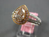 LARGE 1.47CT WHITE PINK & MOCHA DIAMOND 18KT 2 TONE GOLD CLASSIC ENGAGEMENT RING