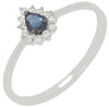 ESTATE .27CT DIAMOND & AAA SAPPHIRE 14KT WHITE GOLD PEAR SHAPE CLASSIC LOVE RING