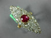 ANTIQUE EXTRA LARGE 4.25CT OLD MINE DIAMOND & AAA RUBY 18KT 2 TONE GOLD FUN RING