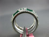 ESTATE 1.40CT DIAMOND & GREEN ENAMEL 18K WHITE GOLD ETERNITY PEACE SIGN FUN RING