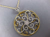 LARGE .75CT DIAMOND 18K WHITE & YELLOW GOLD 3D OPEN FILIGREE FLOWER FUN PENDANT