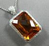 ESTATE LARGE 15.53CT DIAMOND & CITRINE 14KT WHITE GOLD 3D HALO FLOATING PENDANT