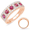 WIDE 1.45CT DIAMOND & AAA RUBY 14KT WHITE GOLD 5 STONE SQUARE ANNIVERSARY RING