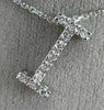 .22CT ROUND DIAMOND 18K WHITE GOLD 3D CLASSIC "I" INITIAL FLOATING PENDANT #8965
