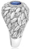 LARGE 1.4CT DIAMOND & AAA SAPPHIRE 14KT WHITE GOLD OVAL & ROUND ENGAGEMENT RING