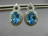 ESTATE 2.96CT DIAMOND & AAA BLUE TOPAZ 14K WHITE GOLD OVAL HANGING STUD EARRINGS