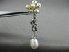 ANTIQUE LARGE .25CT DIAMOND & AAA SOUTH SEA PEARL 18KT WHITE GOLD LEAF EARRINGS