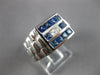 WIDE .86CT DIAMOND & AAA SAPPHIRE 18K WHITE GOLD PRINCESS SQUARE MENS RING 27175