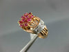 ANTIQUE WIDE .70CT OLD MINE DIAMOND & AAA RUBY 14KT WHITE & ROSE GOLD RING #757
