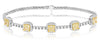 2.09CT WHITE & FANCY YELLOW DIAMOND 18KT 2 TONE GOLD 3D CUSHION & ROUND BRACELET