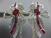 ESTATE EXTRA LARGE 8.75CT DIAMOND & AAA RUBY 14K WHITE GOLD BOW CLIP ON EARRINGS