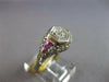 ANTIQUE ART DECO .16CT OLD MINE DIAMOND & AAA RUBY 18K WHITE GOLD 3D RING #27470