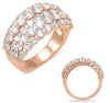 ESTATE LARGE 3.23CT DIAMOND 14KT ROSE GOLD 5 ROW SHARED PRONG ANNIVERSARY RING