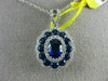 ESTATE LARGE 2.32CT DIAMOND & AAA SAPPHIRE 18K WHITE GOLD 3D OVAL FLOWER PENDANT