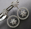 ESTATE 1.24CT DIAMOND 14KT WHITE GOLD FLOWER CIRCLE OF LIFE FUN HANGING EARRINGS