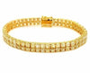 24.07CT FANCY YELLOW DIAMOND 18KT YELLOW GOLD CUSHION 2 ROW CUFF TENNIS BRACELET