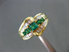 ESTATE 1.10CT DIAMOND & EMERALD 14K YELLOW GOLD GRADUATING ENGAGEMENT RING 12115