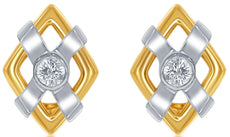 .50CT DIAMOND 14K WHITE & YELLOW GOLD SOLITAIRE SQUARE GEOMETRICAL STUD EARRINGS