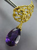 ANTIQUE EXTRA LARGE 22.0CT AAA AMETHYST 14KT YELLOW GOLD 3D PEAR SHAPE EARRINGS