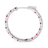 1.17CT DIAMOND & AAA RUBY 14KT WHITE GOLD 3D INSIDE OUT HOOP HANGING EARRINGS