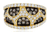 1.75CT WHITE & CHOCOLATE FANCY DIAMOND 14KT YELLOW & BLACK GOLD 3D WEB FUN RING