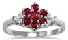 ESTATE .86CT DIAMOND & AAA RUBY 14K WHITE GOLD 3D CLASSIC FLOWER FUN RING