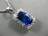 ESTATE LARGE 4.86CT DIAMOND & TANZANITE 14KT WHITE GOLD HALO RECTANGULAR PENDANT