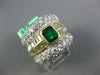 LARGE 4.10CT DIAMOND & AAA EMERALD 18KT 2 TONE GOLD 3D BAGUETTE ENGAGEMENT RING