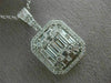 ESTATE EXTRA LARGE 2.07CT ROUND BAGUETTE DIAMOND 14K WHITE GOLD CLUSTER PENDANT