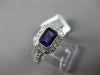 ANTIQUE 1.10CT DIAMOND & AAA AMETHYST 14KT WHITE GOLD HALO SOLITAIRE FUN RING