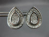 ESTATE LARGE .80CT DIAMOND 18KT WHITE GOLD 3D TEAR DROP HUGGIE HANGING EARRINGS