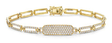 1.97CT DIAMOND 18KT YELLOW GOLD CLUSTER RECTANGULAR OCTAGON LINK TENNIS BRACELET
