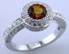 ESTATE 1.85CT DIAMOND & AAA CITRINE 18KT WHITE GOLD 3D ROUND HALO FLOWER RING