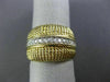 ESTATE WIDE .25CT ROUND DIAMOND 14KT WHITE & YELLOW GOLD 3D MULTI ROW BEAD RING